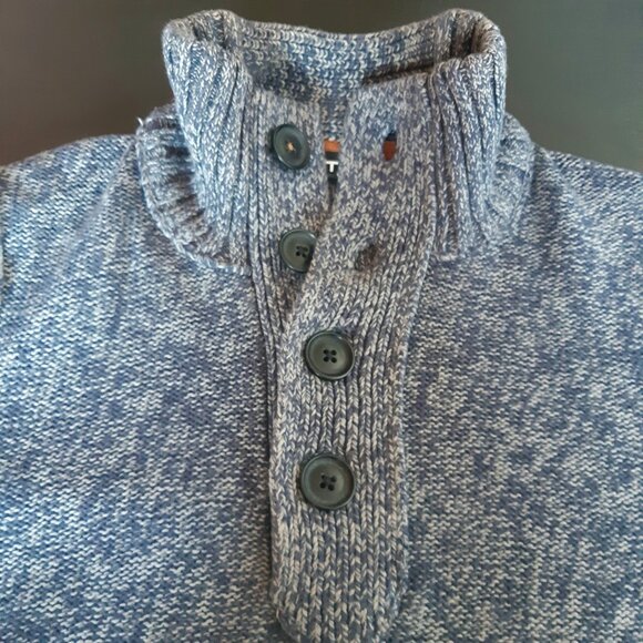 Kenneth Cole Unlisted SZ M Mock Neck 4 Button Pullover Blue Men's Cotton Sweater - Picture 10 of 15